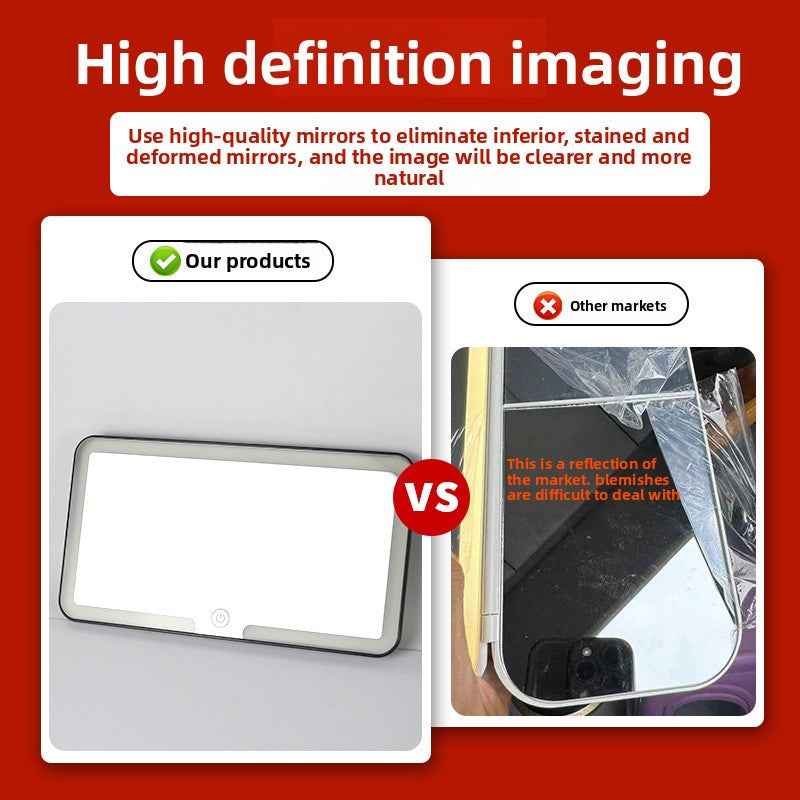 LED Illuminated Car Visor Makeup Mirror with Shatterproof Design