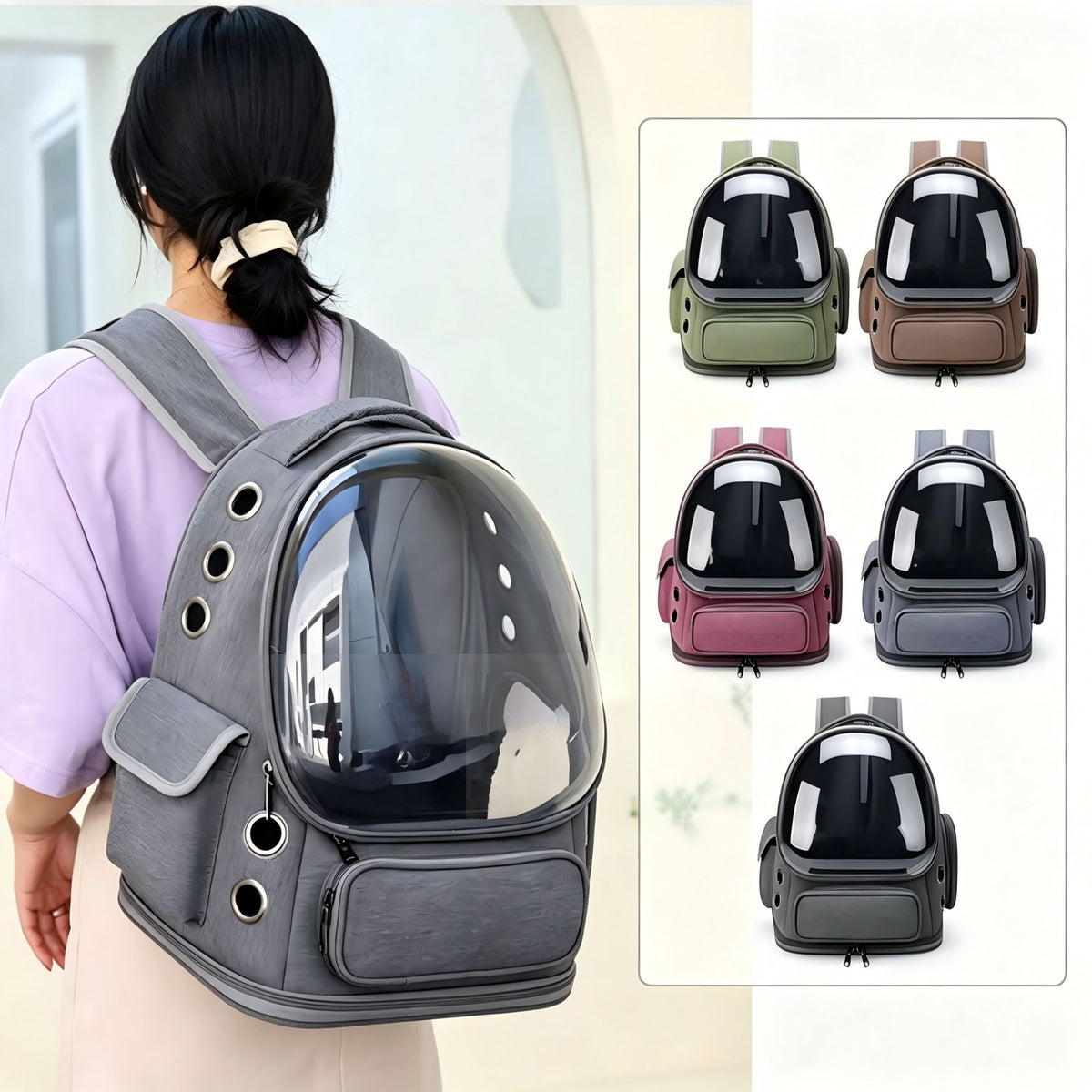Transparent Pet Travel Backpack Breathable Comfort Lightweight