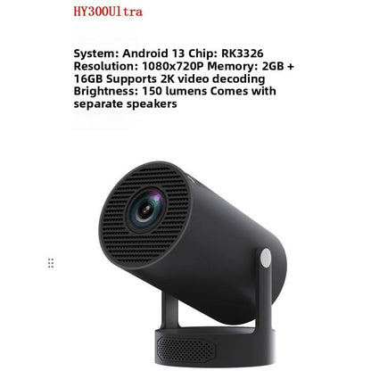 HY300 Ultra Portable 4K Home Projector with Built-in Speakers and HDMI Support. Compact and lightweight, easy to carry for home or outdoor entertainment