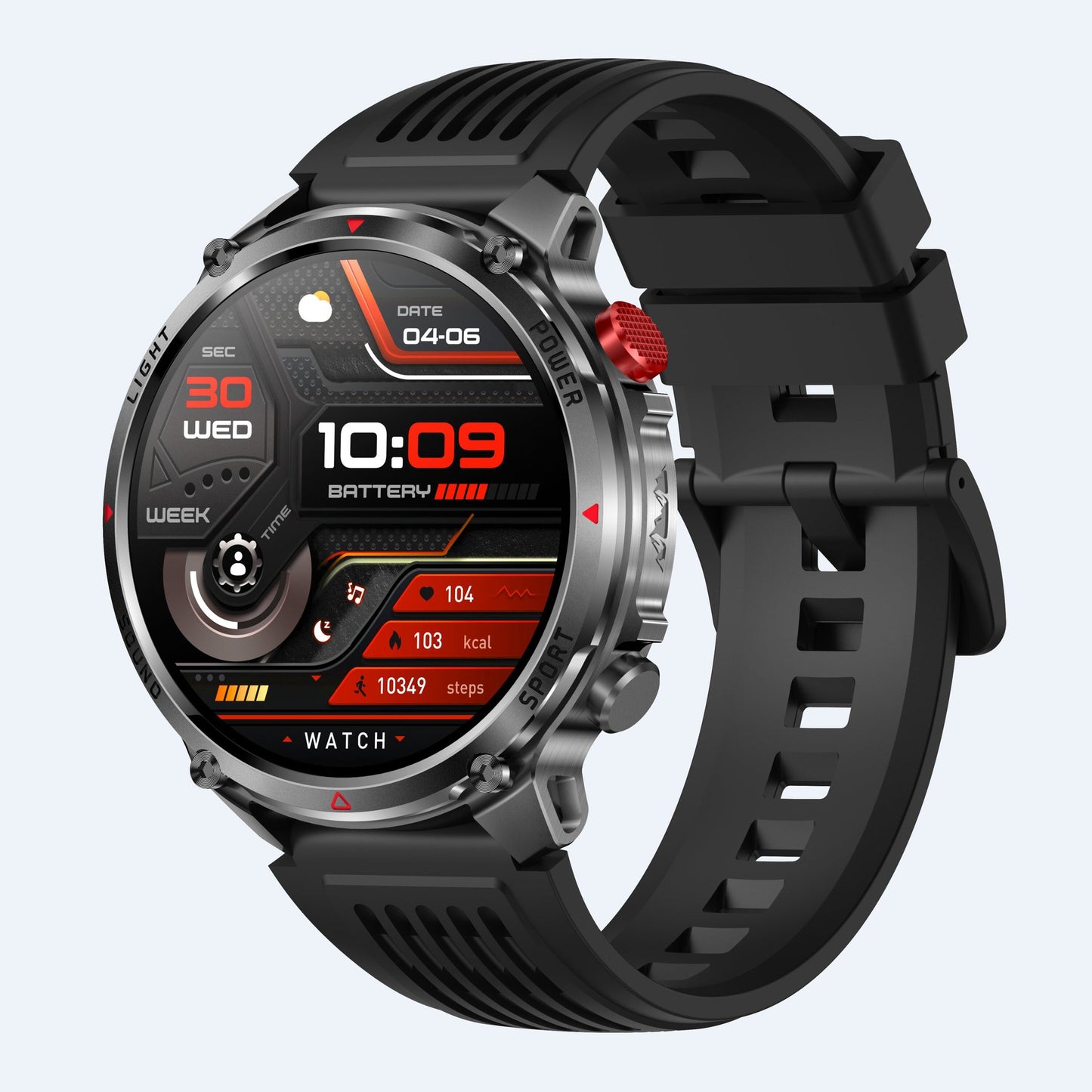 Smart Sports Watch with Health Monitor Bluetooth Call Flash Light Waterproof
