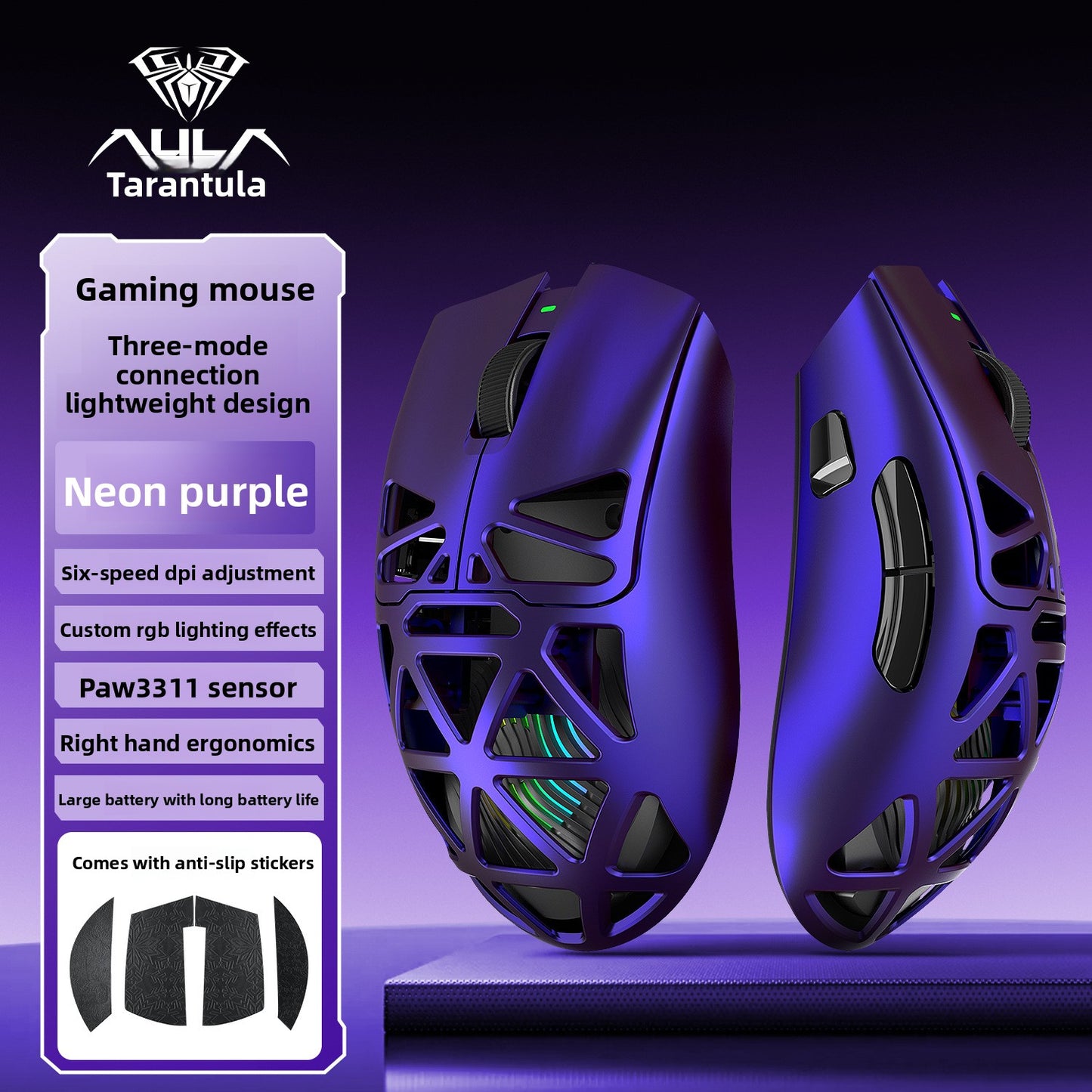 Aula SC620 Wireless Gaming Mouse - Tri-Mode, 12000 DPI, Lightweight Design