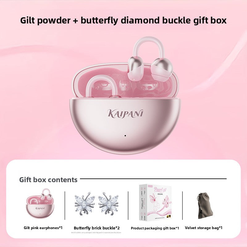 Bluetooth Ear Clip Headphones with decoration buckle