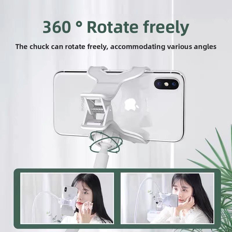 Lazy Phone Holder Clip for Bedside. Adjustable clamp fits most smartphones, suitable for various brands and sizes.