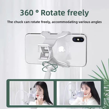 Lazy Phone Holder Clip for Bedside. Adjustable clamp fits most smartphones, suitable for various brands and sizes.