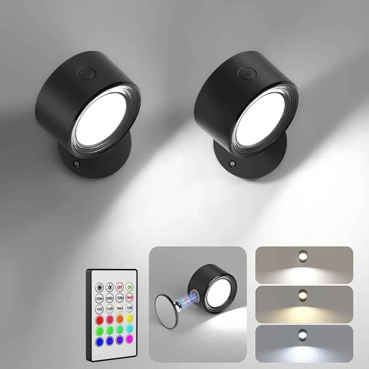 Magnetic Rotating RGB Wall Lamp with Touch Control