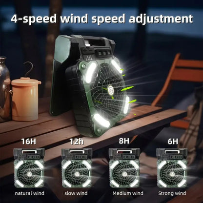 Solar Camping Fan Built-in Solar Panel and Battery