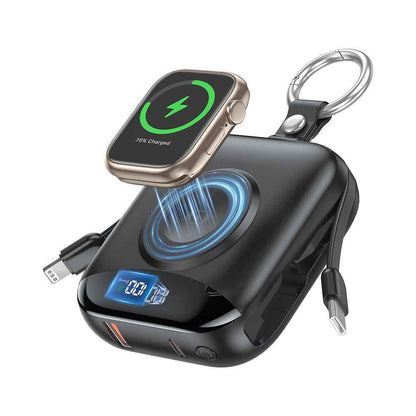Compact Power Bank Wireless Fast Charging Built-in Cables