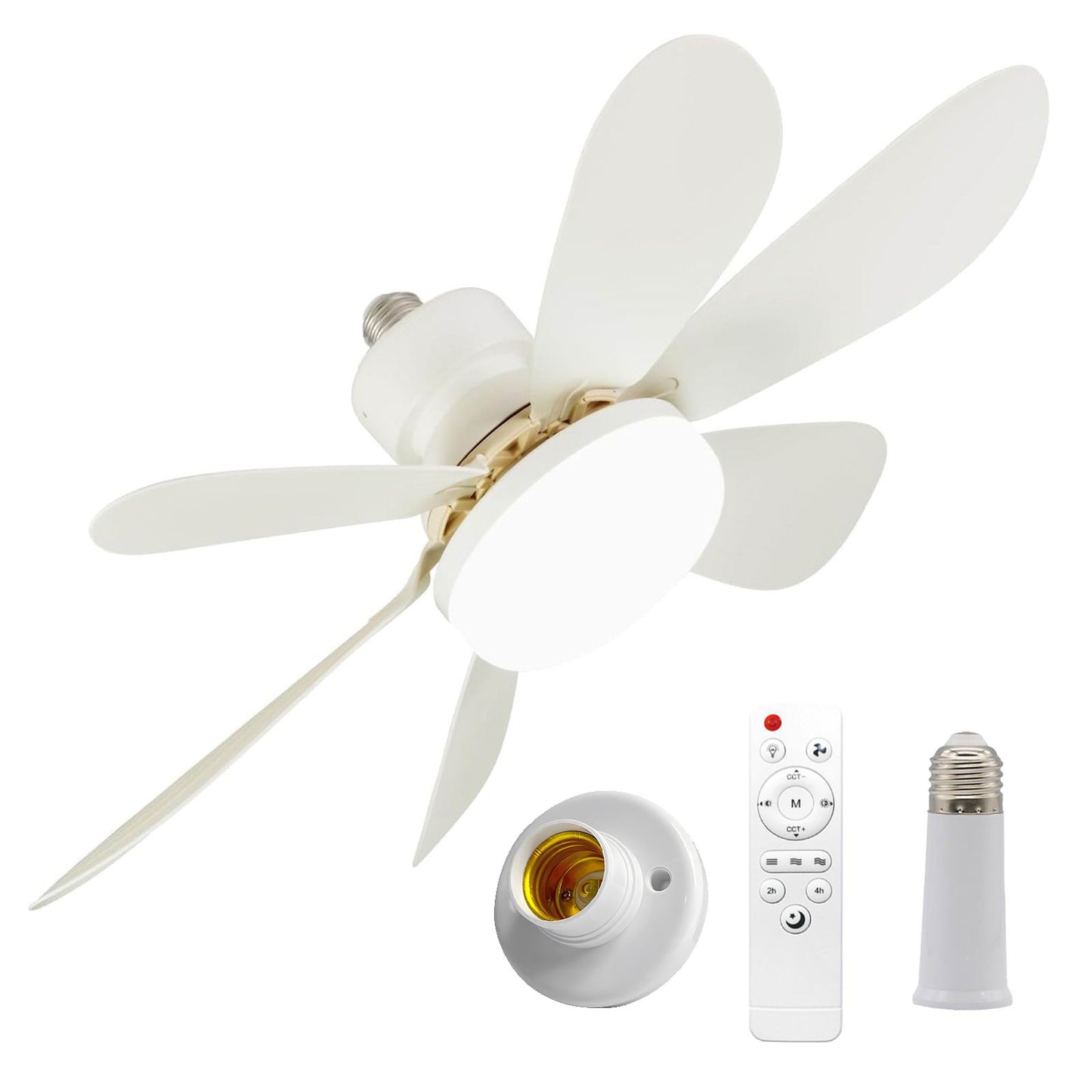 E27 Screw Silent Smart Ceiling Fan Light with Remote Control