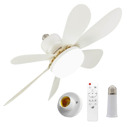E27 Screw Silent Smart Ceiling Fan Light with Remote Control