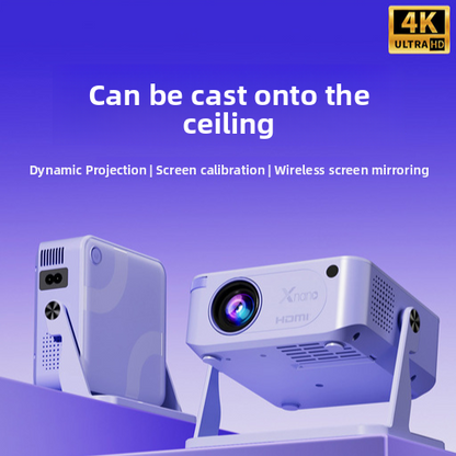 Ultra-high-definition 4K home wireless screen projection portable mini projector. Delivers exceptional image clarity
