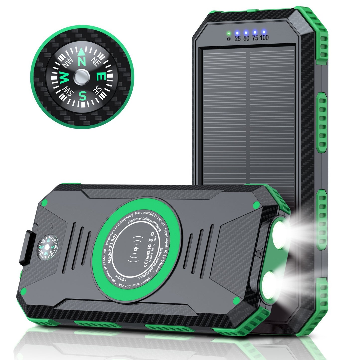 Magnetic 22.5W Solar Power Bank 20000Ma Solar Wireless Charging Mobile Power