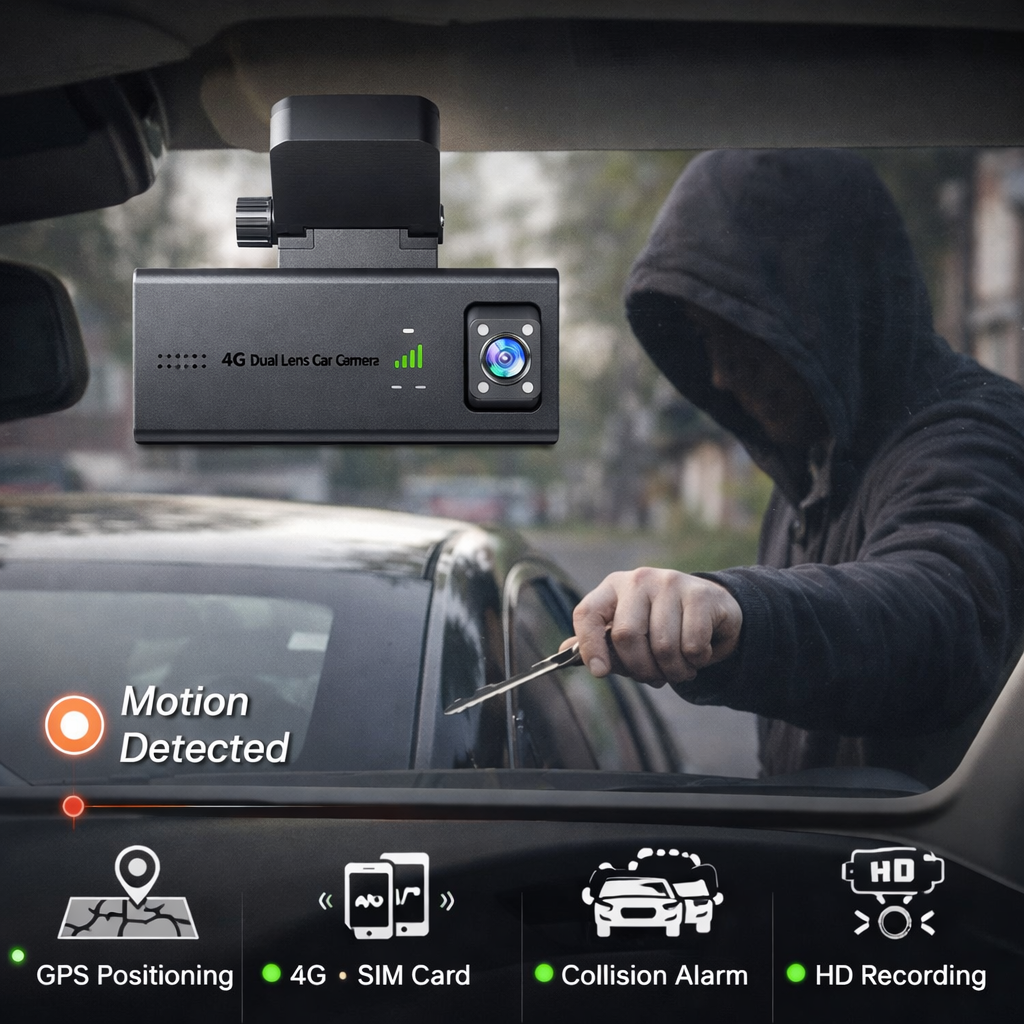 GPS 4G Car Guard Camera with Collision Alarm HD Recorder
