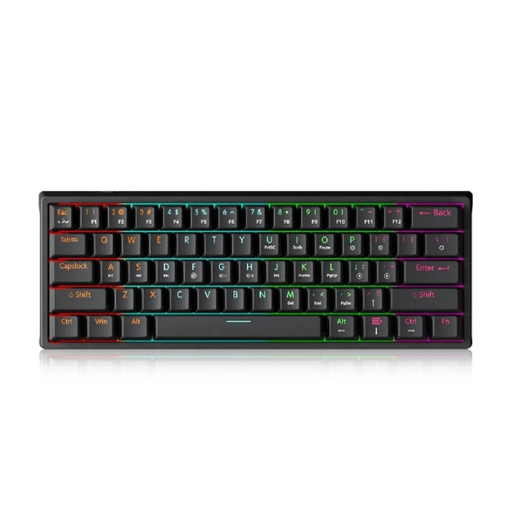 MK61 Wired Gaming Mechanical Keyboard, Compact 61 Keys: 60% layout, Hot-Swappable Switches, RGB Backlit: Fully customizable RGB lighting, FPS Gamer Friendly,