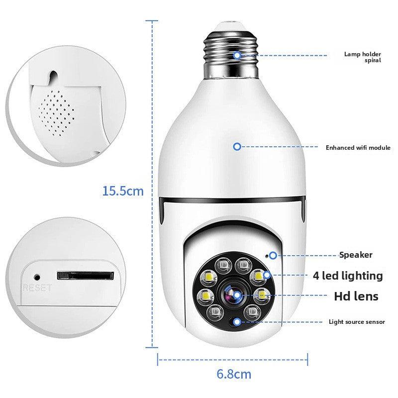 E27 WiFi Light Bulb Security Camera with Night Vision