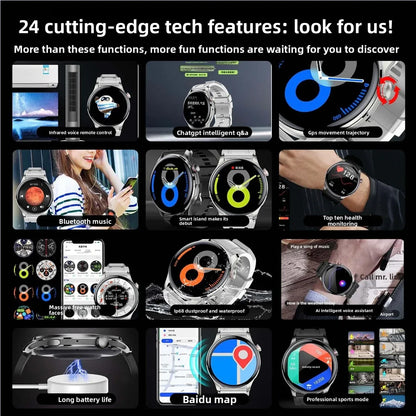 Multifunctional Smart Watch for Men & Women - 1.4 Inch HD Screen, Voice Call, AI Voice Control, Infrared Remote, Health Monitoring, GPS Tracking, Bluetooth, Wireless Charging, 14-Day Battery Life, Compatible with iOS & Android - ZeeTec Store