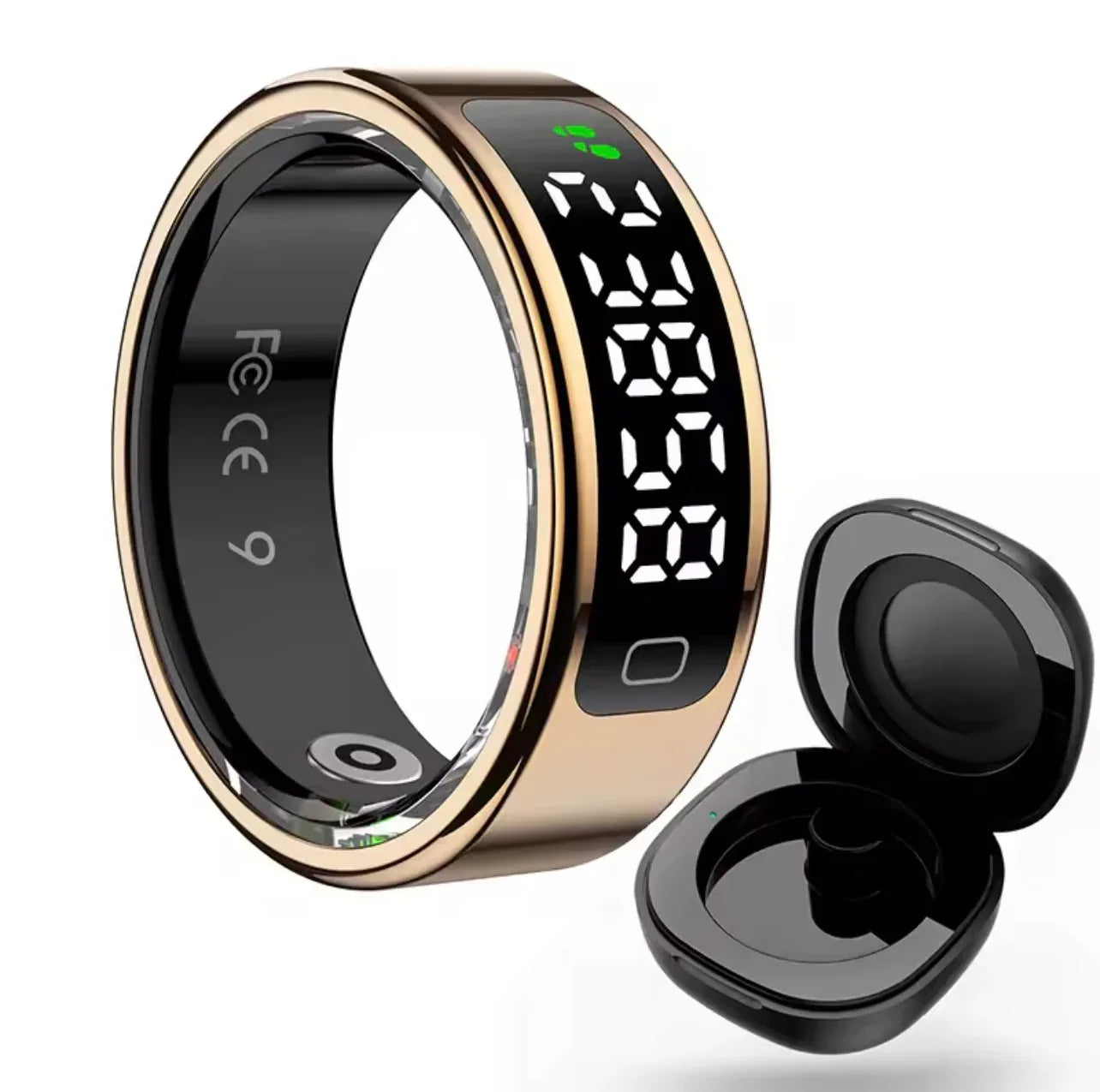 Bluetooth Smart Ring Stainless Steel - Fashion Men & Women,Track Steps|Calories|Heart rate|Blood oxygen|Sleep|Stress Monitor|Multi Modes|LED display|Gesture control|remote camera control,Free app (No subscription),Waterproof Light 3.2g 15 days standby - ZeeTec Store
