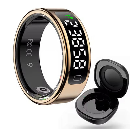Bluetooth Smart Ring Stainless Steel - Fashion Men & Women,Track Steps|Calories|Heart rate|Blood oxygen|Sleep|Stress Monitor|Multi Modes|LED display|Gesture control|remote camera control,Free app (No subscription),Waterproof Light 3.2g 15 days standby - ZeeTec Store