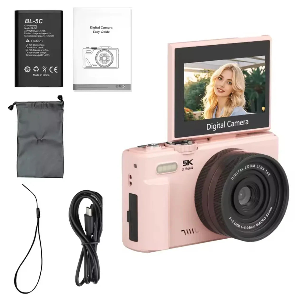 Professional Digital Camera with 18× Optical Zoom, 3” Flip Screen, True 5K HD Video, and 75MP Photos - Light and Portable with Long Battery Life - ZeeTec Store