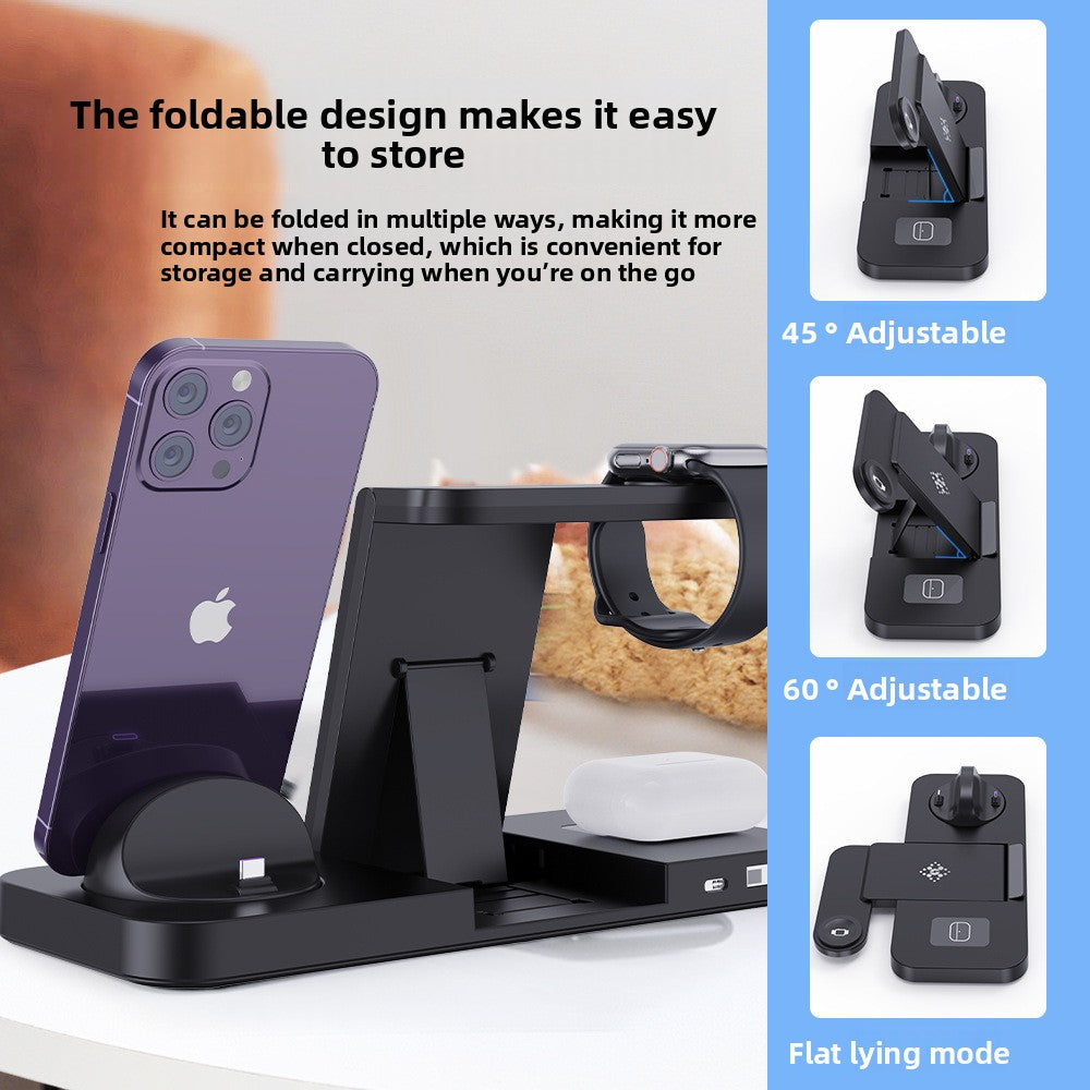 Magnetic wireless Fast charger Foldable Charges three devices simultaneously