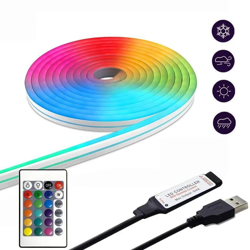 RGB Neon LED Lights - Vibrant Full-Color LED Strips with Bluetooth & Remote Control, Waterproof Design, Long Lifespan for Dynamic Lighting Effects - ZeeTec Store