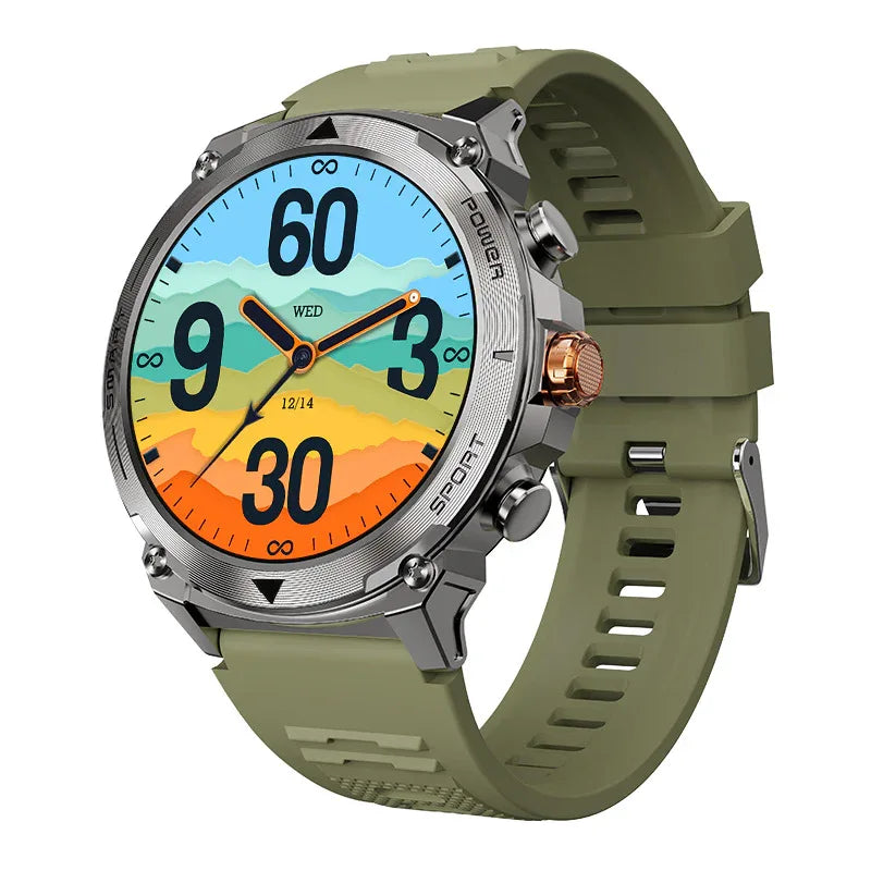 Rugged Bluetooth Smart Watch with AMOLED Display, Health Monitoring, and 30m Waterproof Grade - ZeeTec Store