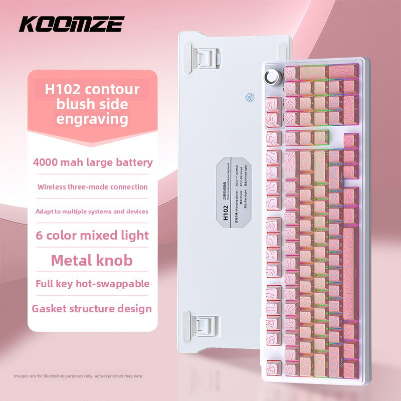 Koman 102 Mechanical Keyboard with Wireless Bluetooth Three-Mode Customization for Gaming and Office