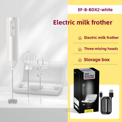 Rechargeable Handheld Electric Mixer with Interchangeable heads for mixing, frothing, and blending tasks