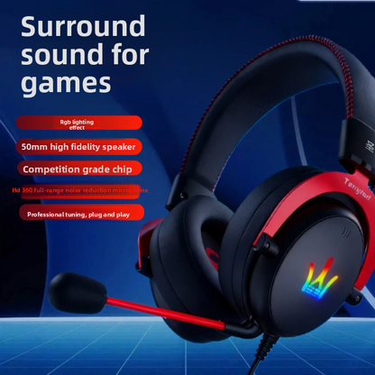 Wired Gaming Headset E-Sports Design Flagship Sound Card Chip Microphone Binaural Support