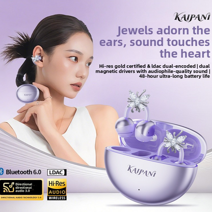 Bluetooth Ear Clip Headphones with decoration buckle