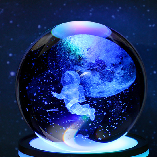 3D Carved Crystal Ball Night Light with LED Base - ZeeTec Store