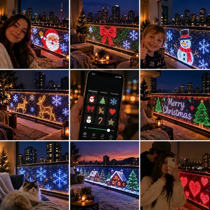 Decorative lights, Transforms into a customizable pixel screen for text, patterns, and animations. Suitable for balconies, gardens, walls, windows, and curtain decoration.