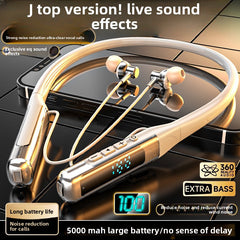 Hanging Neck Bluetooth Headset, Super Bass, Ultra-long battery life - Up to 30 hours of standard usage, Lightweight and ergonomic - Comfortable for long-term wear.