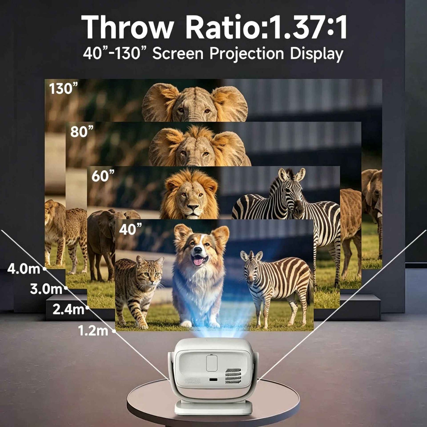 Portable HD Home Projector A8 150 inch 4K