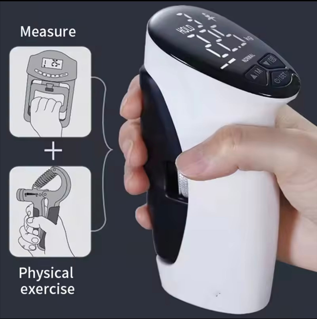 Electronic Grip Strength Exerciser, Accurate Smart Hand Dynamometer, Customise grip strength resistance as needed,Clear LED screen,Rechargeable Electronic Grip,Power Exerciser for Muscle Building