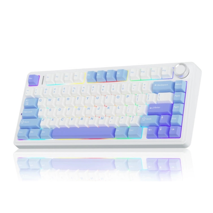 Aula F75 Keyboard, 80-Key Mechanical Gaming Keyboard, RGB Backlit, Triple Mode Connection (Type-C/2.4G/BT), 4000mAh Battery, Hot-Swappable Switches, Reaper Switch