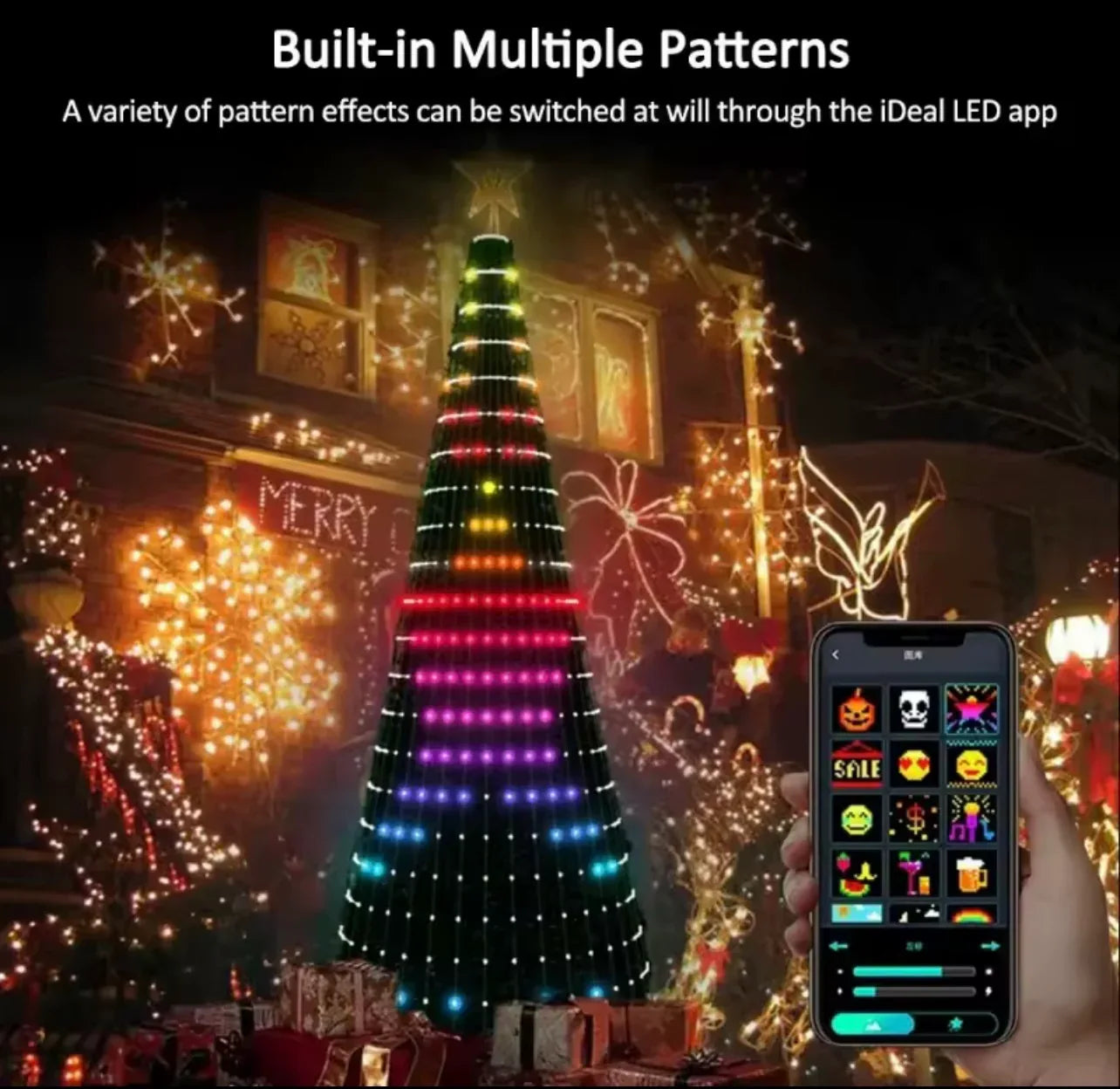 Smart RGB Christmas Tree Star Lights ,App control with DIY text and picture customize,Dynamic effects and multiple Built-in animation gallery Display, Music Rhythm Sync and Timer Function,400 LED with Ultra Bright Chips and Excellent PVC Wires, - ZeeTec Store