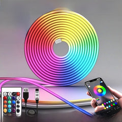 RGB Neon Light, Vibrant full-color LED strips for dynamic lighting effects, Bluetooth & Remote Control, Long Lifespan, Waterproof Design