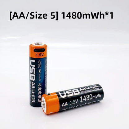 Fast Rechargeable Lithium Batteries AA/AAA sizes for electric toys, remote controls, flashlights, and small appliances.