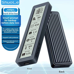 Hard Drive Box, M.2 Smart Screen Display SSD Enclosure USB, Smart Screen Display: Features a built-in screen to monitor real-time data transfer status, Universal Compatibility, Durable Build