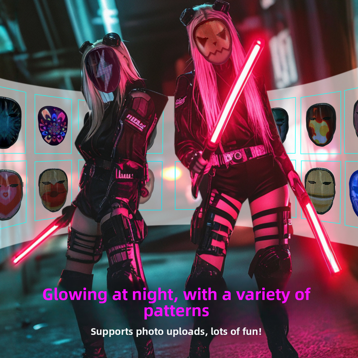 LED Light Up Mask App Gesture Control Lightweight Rechargeable