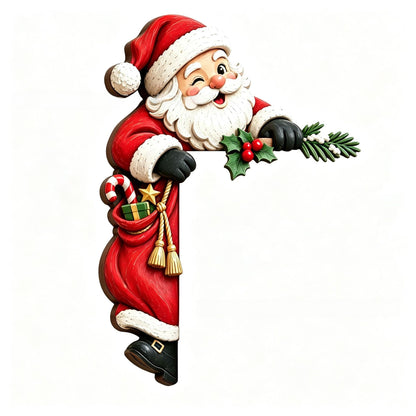 Christmas Peekaboo Door Frame Corner Decor. Simple setup, holiday characters and elements for seasonal ambiance
