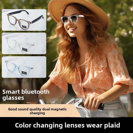 Smart Bluetooth Glasses with Color-Changing Lenses and Wireless Headphones