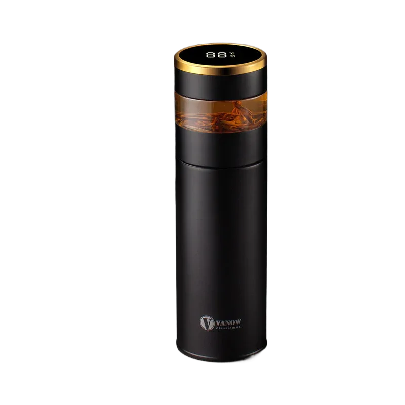 Smart Temperature Display Vacuum Cup 500ML with Tea Strainer - Premium 316 Stainless Steel Insulation - ZeeTec Store