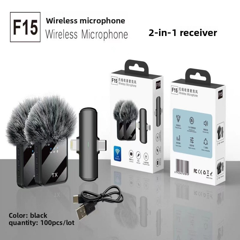 wireless lavalier microphone for mobile live streaming, compact wireless microphone for recording and audio capture