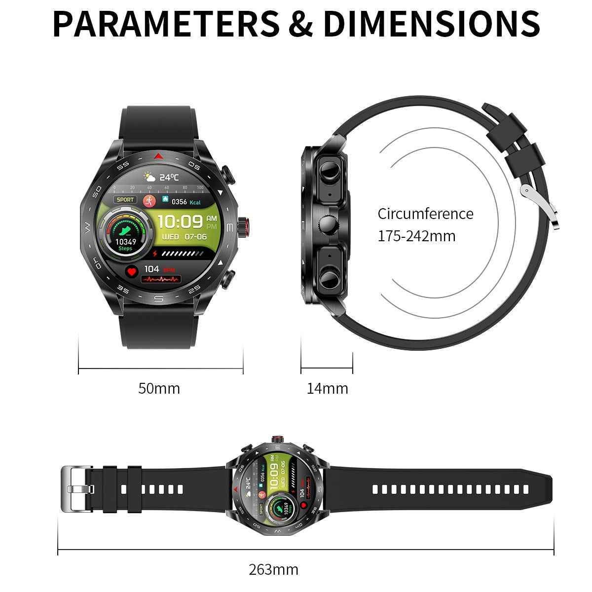 Smart Watch with Bluetooth Earphones