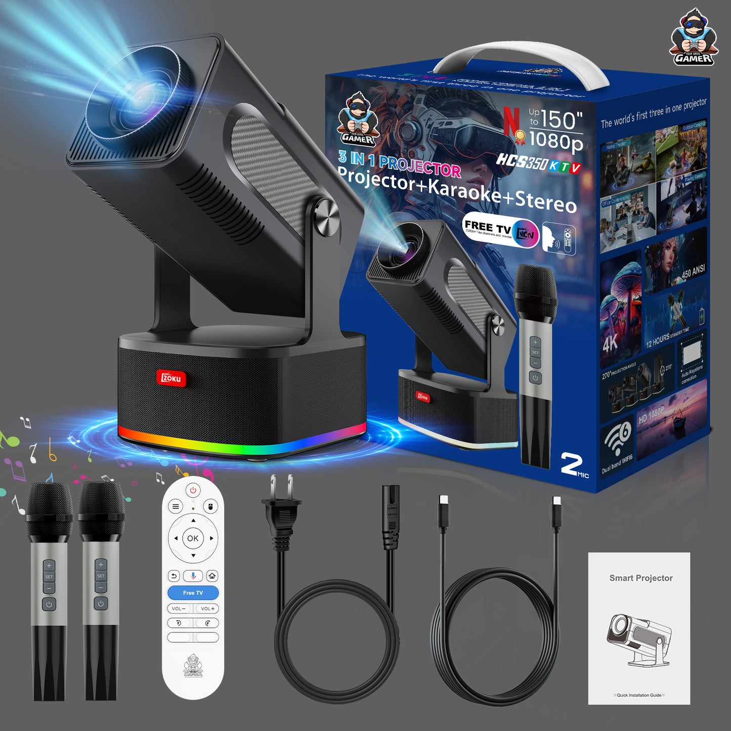 Video Projector Speaker Microphone 4k