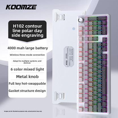 Koman 102 Mechanical Keyboard with Wireless Bluetooth Three-Mode Customization for Gaming and Office