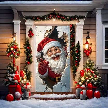 Christmas Santa Claus Polyester Door Cover Decoration 90x180cm