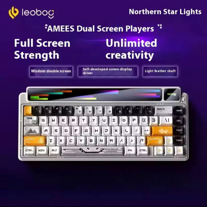 AULA-LEOBOG AMG65 Gasket Mechanical Keyboard, Tri-Mode Connectivity, LED Smart Dual Screen, Gasket Mount Structure, Compact 67 keys, Fully Hot-Swappable Keys, Premium Build & Design