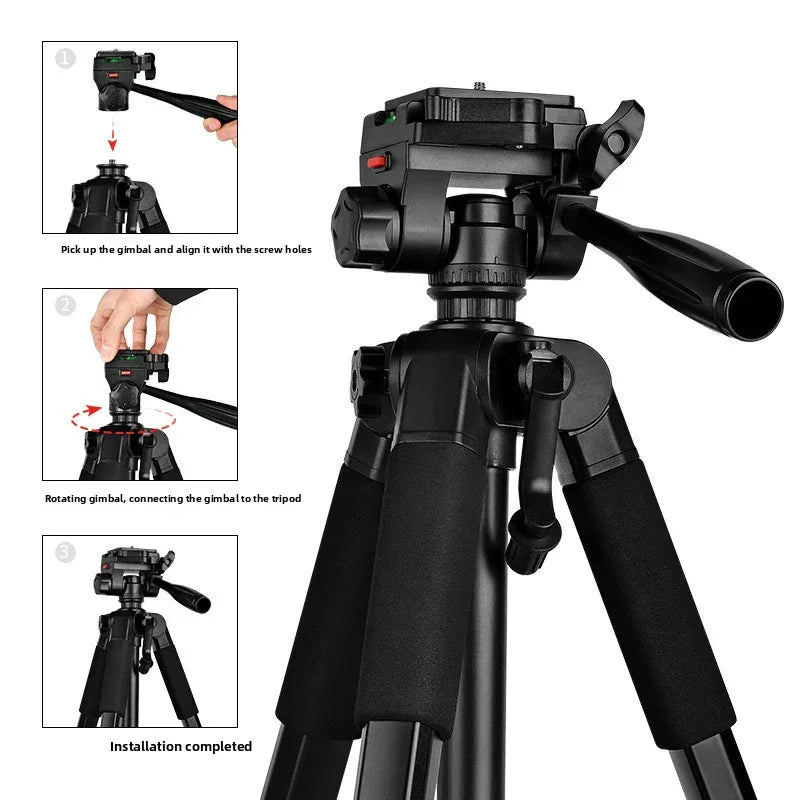 Adjustable Camera Tripod with Removable Gimbal for Phone and DSLR - ZeeTec Store